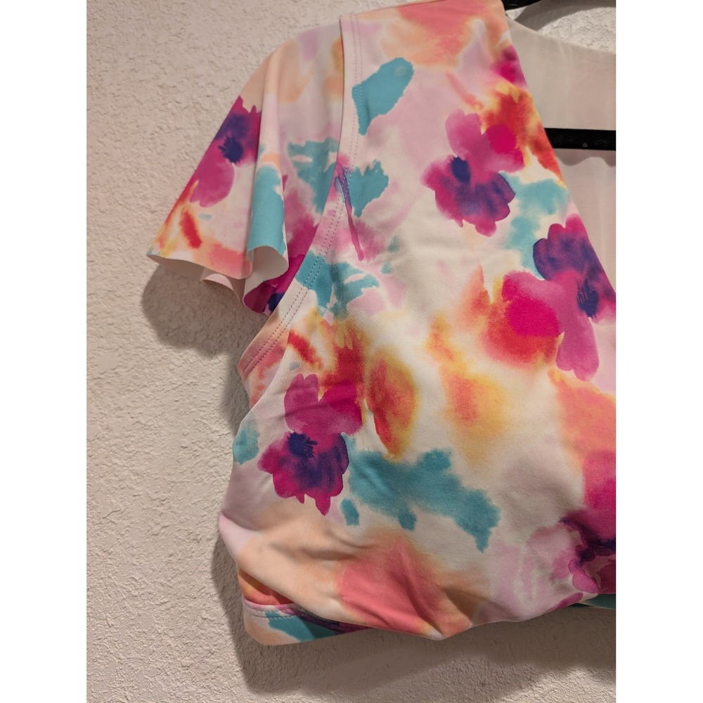 Torrid Floral Print Bikini Top Surplice V-Neck Flutter Sleeve Plus Size 2 A1 - Picture 4 of 5